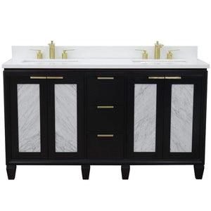 Bellaterra Home Vanity BellaTerra Home 61" Double sink vanity in Black finish with White quartz and rectangle sink 400990-61D-BL-WER