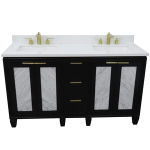 Bellaterra Home Vanity BellaTerra Home 61" Double sink vanity in Black finish with White quartz and rectangle sink 400990-61D-BL-WER