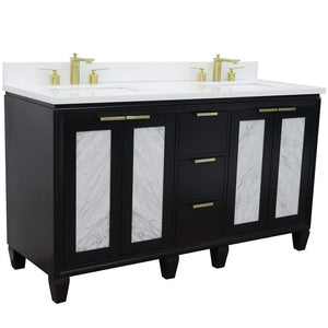 Bellaterra Home Vanity BellaTerra Home 61" Double sink vanity in Black finish with White quartz and rectangle sink 400990-61D-BL-WER