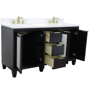 Bellaterra Home Vanity BellaTerra Home 61" Double sink vanity in Black finish with White quartz and rectangle sink 400990-61D-BL-WER
