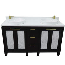 Load image into Gallery viewer, Bellaterra Home Vanity BellaTerra Home 61&quot; Double sink vanity in Black finish with White quartz and round sink 400990-61D-BL-WERD