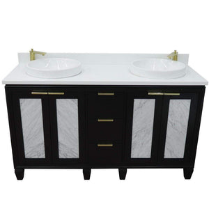 Bellaterra Home Vanity BellaTerra Home 61" Double sink vanity in Black finish with White quartz and round sink 400990-61D-BL-WERD