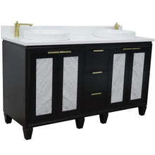 Load image into Gallery viewer, Bellaterra Home Vanity BellaTerra Home 61&quot; Double sink vanity in Black finish with White quartz and round sink 400990-61D-BL-WERD