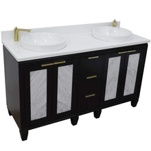 Load image into Gallery viewer, Bellaterra Home Vanity BellaTerra Home 61&quot; Double sink vanity in Black finish with White quartz and round sink 400990-61D-BL-WERD
