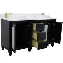 Load image into Gallery viewer, Bellaterra Home Vanity BellaTerra Home 61&quot; Double sink vanity in Black finish with White quartz and round sink 400990-61D-BL-WERD