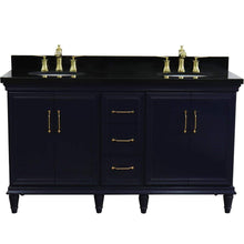 Load image into Gallery viewer, Bellaterra Home Vanity BellaTerra Home 61&quot; Double sink vanity in Blue finish and Black galaxy granite and oval sink 400800-61D-BU-BGO