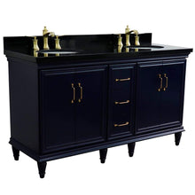 Load image into Gallery viewer, Bellaterra Home Vanity BellaTerra Home 61&quot; Double sink vanity in Blue finish and Black galaxy granite and oval sink 400800-61D-BU-BGO