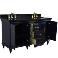 Load image into Gallery viewer, Bellaterra Home Vanity BellaTerra Home 61&quot; Double sink vanity in Blue finish and Black galaxy granite and oval sink 400800-61D-BU-BGO