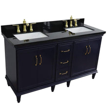 Load image into Gallery viewer, Bellaterra Home Vanity BellaTerra Home 61&quot; Double sink vanity in Blue finish and Black galaxy granite and rectangle sink 400800-61D-BU-BGR