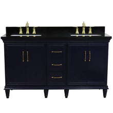 Load image into Gallery viewer, Bellaterra Home Vanity BellaTerra Home 61&quot; Double sink vanity in Blue finish and Black galaxy granite and rectangle sink 400800-61D-BU-BGR