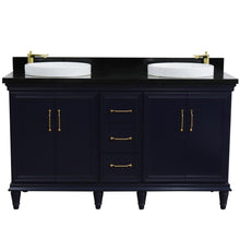 Load image into Gallery viewer, Bellaterra Home Vanity BellaTerra Home 61&quot; Double sink vanity in Blue finish and Black galaxy granite and round sink 400800-61D-BU-BGRD