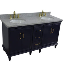 Load image into Gallery viewer, Bellaterra Home Vanity BellaTerra Home 61&quot; Double sink vanity in Blue finish and Gray granite and oval sink 400800-61D-BU-GYO