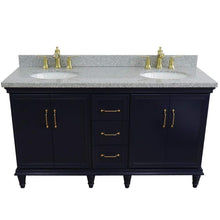 Load image into Gallery viewer, Bellaterra Home Vanity BellaTerra Home 61&quot; Double sink vanity in Blue finish and Gray granite and oval sink 400800-61D-BU-GYO