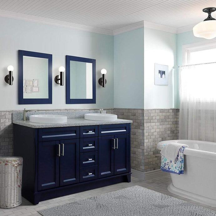 Buy Blue Finished 61 Inch Vanity Double Sink
