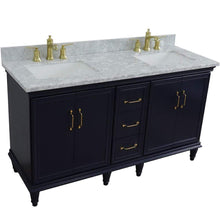 Load image into Gallery viewer, Bellaterra Home Vanity BellaTerra Home 61&quot; Double sink vanity in Blue finish and White carrara marble and rectangle sink 400800-61D-BU-WMR