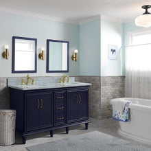 Load image into Gallery viewer, Bellaterra Home Vanity BellaTerra Home 61&quot; Double sink vanity in Blue finish and White carrara marble and rectangle sink 400800-61D-BU-WMR