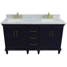 Load image into Gallery viewer, Bellaterra Home Vanity BellaTerra Home 61&quot; Double sink vanity in Blue finish and White carrara marble and rectangle sink 400800-61D-BU-WMR