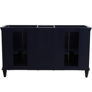 Bellaterra Home Vanity BellaTerra Home 61" Double sink vanity in Blue finish and White carrara marble and rectangle sink 400800-61D-BU-WMR
