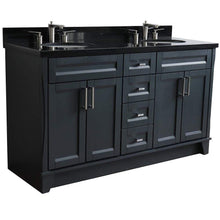 Load image into Gallery viewer, Bellaterra Home Vanity BellaTerra Home 61&quot; Double sink vanity in Dark Gray finish and Black galaxy granite and oval sink 400700-61D-DG-BGO