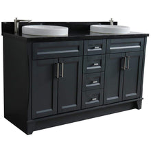 Load image into Gallery viewer, Bellaterra Home Vanity BellaTerra Home 61&quot; Double sink vanity in Dark Gray finish and Black galaxy granite and round sink 400700-61D-DG-BGRD