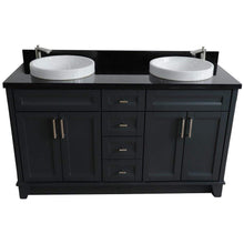 Load image into Gallery viewer, Bellaterra Home Vanity BellaTerra Home 61&quot; Double sink vanity in Dark Gray finish and Black galaxy granite and round sink 400700-61D-DG-BGRD