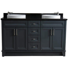 Load image into Gallery viewer, Bellaterra Home Vanity BellaTerra Home 61&quot; Double sink vanity in Dark Gray finish and Black galaxy granite and round sink 400700-61D-DG-BGRD