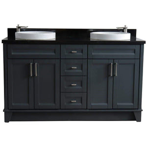 Bellaterra Home Vanity BellaTerra Home 61" Double sink vanity in Dark Gray finish and Black galaxy granite and round sink 400700-61D-DG-BGRD
