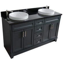 Load image into Gallery viewer, Bellaterra Home Vanity BellaTerra Home 61&quot; Double sink vanity in Dark Gray finish and Black galaxy granite and round sink 400700-61D-DG-BGRD