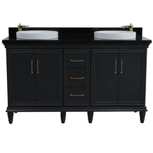 Load image into Gallery viewer, Bellaterra Home Vanity BellaTerra Home 61&quot; Double sink vanity in Dark Gray finish and Black galaxy granite and round sink 400800-61D-DG-BGRD
