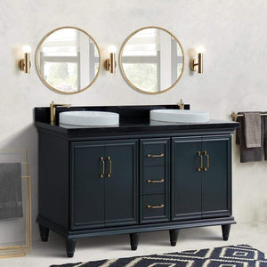 Bellaterra Home Vanity BellaTerra Home 61" Double sink vanity in Dark Gray finish and Black galaxy granite and round sink 400800-61D-DG-BGRD