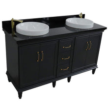 Load image into Gallery viewer, Bellaterra Home Vanity BellaTerra Home 61&quot; Double sink vanity in Dark Gray finish and Black galaxy granite and round sink 400800-61D-DG-BGRD