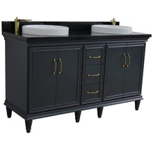 Load image into Gallery viewer, Bellaterra Home Vanity BellaTerra Home 61&quot; Double sink vanity in Dark Gray finish and Black galaxy granite and round sink 400800-61D-DG-BGRD