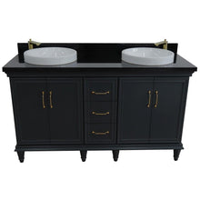 Load image into Gallery viewer, Bellaterra Home Vanity BellaTerra Home 61&quot; Double sink vanity in Dark Gray finish and Black galaxy granite and round sink 400800-61D-DG-BGRD