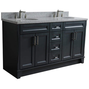 Bellaterra Home Vanity BellaTerra Home 61" Double sink vanity in Dark Gray finish and Gray granite and oval sink 400700-61D-DG-GYO