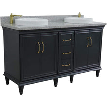 Load image into Gallery viewer, Bellaterra Home Vanity BellaTerra Home 61&quot; Double sink vanity in Dark Gray finish and Gray granite and round sink 400800-61D-DG-GYRD