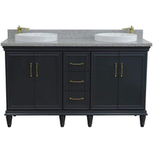 Load image into Gallery viewer, Bellaterra Home Vanity BellaTerra Home 61&quot; Double sink vanity in Dark Gray finish and Gray granite and round sink 400800-61D-DG-GYRD