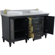 Load image into Gallery viewer, Bellaterra Home Vanity BellaTerra Home 61&quot; Double sink vanity in Dark Gray finish and Gray granite and round sink 400800-61D-DG-GYRD