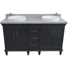 Load image into Gallery viewer, Bellaterra Home Vanity BellaTerra Home 61&quot; Double sink vanity in Dark Gray finish and Gray granite and round sink 400800-61D-DG-GYRD