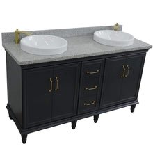 Load image into Gallery viewer, Bellaterra Home Vanity BellaTerra Home 61&quot; Double sink vanity in Dark Gray finish and Gray granite and round sink 400800-61D-DG-GYRD