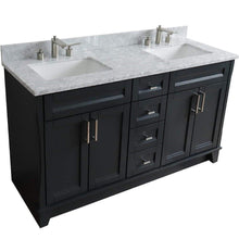 Load image into Gallery viewer, Bellaterra Home Vanity BellaTerra Home 61&quot; Double sink vanity in Dark Gray finish and White carrara marble and rectangle sink 400700-61D-DG-WMR