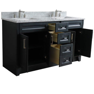 Bellaterra Home Vanity BellaTerra Home 61" Double sink vanity in Dark Gray finish and White carrara marble and rectangle sink 400700-61D-DG-WMR