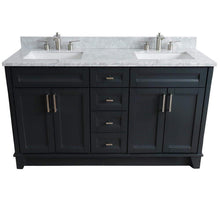 Load image into Gallery viewer, Bellaterra Home Vanity BellaTerra Home 61&quot; Double sink vanity in Dark Gray finish and White carrara marble and rectangle sink 400700-61D-DG-WMR