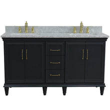 Load image into Gallery viewer, Bellaterra Home Vanity BellaTerra Home 61&quot; Double sink vanity in Dark Gray finish and White Carrara marble and rectangle sink 400800-61D-DG-WMR