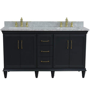 Bellaterra Home Vanity BellaTerra Home 61" Double sink vanity in Dark Gray finish and White Carrara marble and rectangle sink 400800-61D-DG-WMR