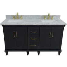Load image into Gallery viewer, Bellaterra Home Vanity BellaTerra Home 61&quot; Double sink vanity in Dark Gray finish and White Carrara marble and rectangle sink 400800-61D-DG-WMR