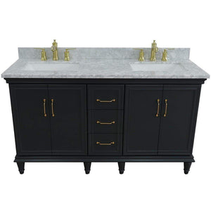 Bellaterra Home Vanity BellaTerra Home 61" Double sink vanity in Dark Gray finish and White Carrara marble and rectangle sink 400800-61D-DG-WMR