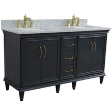 Load image into Gallery viewer, Bellaterra Home Vanity BellaTerra Home 61&quot; Double sink vanity in Dark Gray finish and White Carrara marble and rectangle sink 400800-61D-DG-WMR