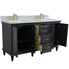 Load image into Gallery viewer, Bellaterra Home Vanity BellaTerra Home 61&quot; Double sink vanity in Dark Gray finish and White Carrara marble and rectangle sink 400800-61D-DG-WMR