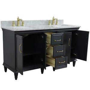 Bellaterra Home Vanity BellaTerra Home 61" Double sink vanity in Dark Gray finish and White Carrara marble and rectangle sink 400800-61D-DG-WMR