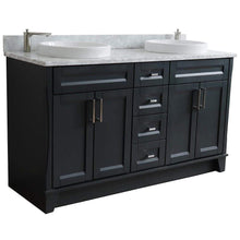 Load image into Gallery viewer, Bellaterra Home Vanity BellaTerra Home 61&quot; Double sink vanity in Dark Gray finish and White carrara marble and round sink 400700-61D-DG-WMRD